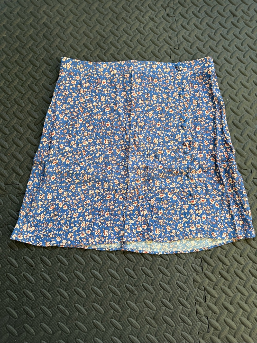 Madewell Blue Floral A-Line Skirt with Tiny Multicolor Blooms
